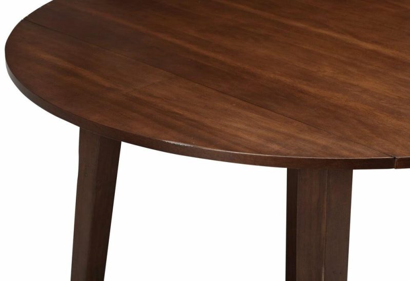 Andi Drop-Leaf Dining Table, 42″W Round – Brown Dining Room