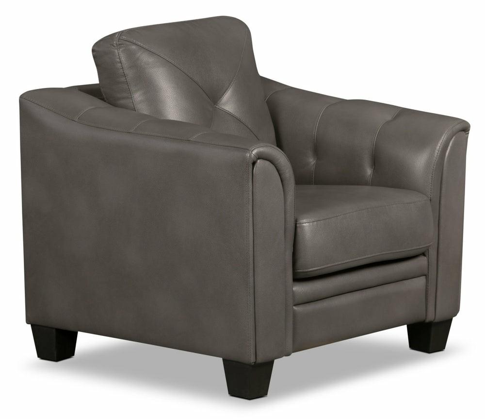 Andi Leather-Look Fabric Chair – Grey Furniture