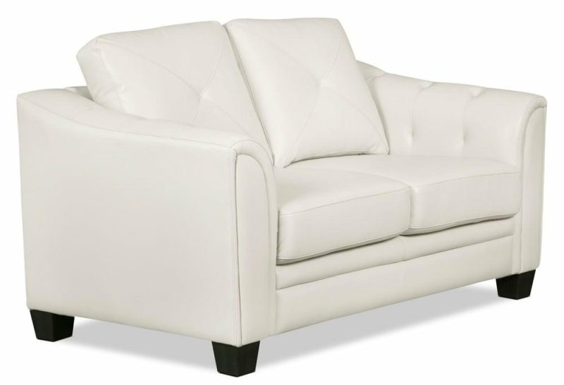 Andi Leather-Look Fabric Loveseat – Beige Furniture