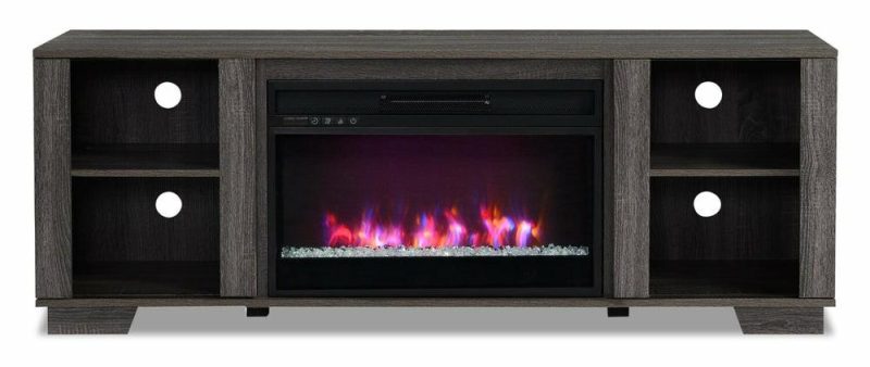 Antoni 62″ Modern Electric Fireplace Tv Stand With Storage And Cable Management For Tv’s Up To 70″- Grey Furniture