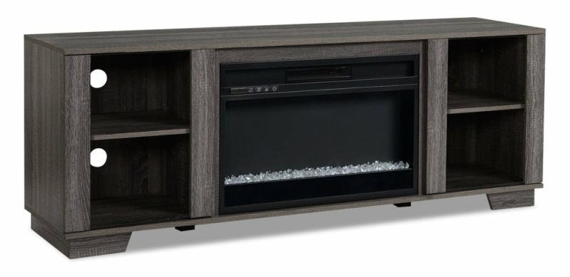 Antoni 62″ Modern Electric Fireplace Tv Stand With Storage And Cable Management For Tv’s Up To 70″- Grey Furniture