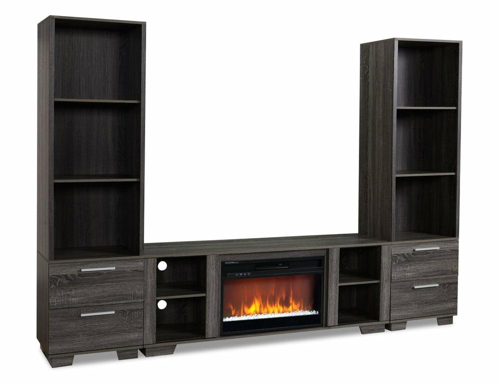 Antoni Modern 3 Piece Entertainment Centre With Electric Fireplace And Storage For Tv’s Up To 70″- Grey Entertainment Centres & Wall Units