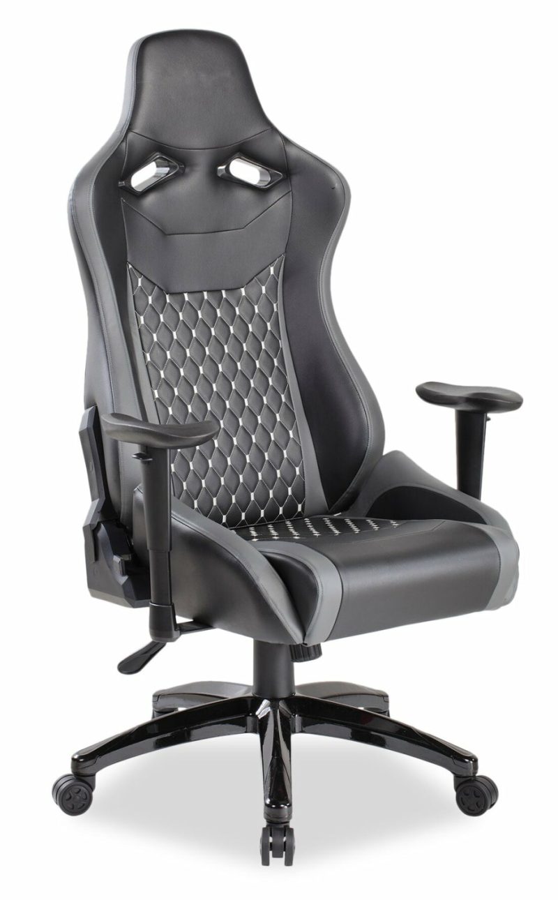 Apollo 28.3″ Premium Ergonomic Gaming Chair With Lumbar Support- Black Faux Leather Furniture