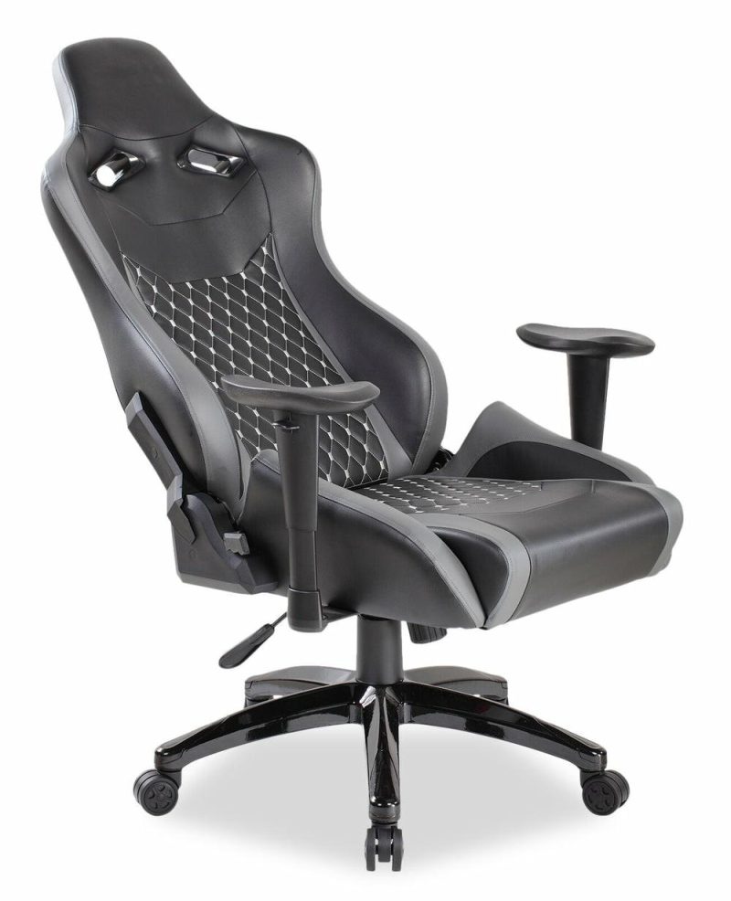 Apollo 28.3″ Premium Ergonomic Gaming Chair With Lumbar Support- Black Faux Leather Furniture