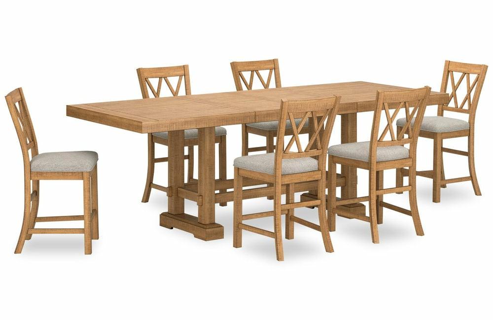 Archer 7Pc Counter-Height Dining Package With 72-108″ Extension Table & 6 Chairs – Light Brown Dining Room