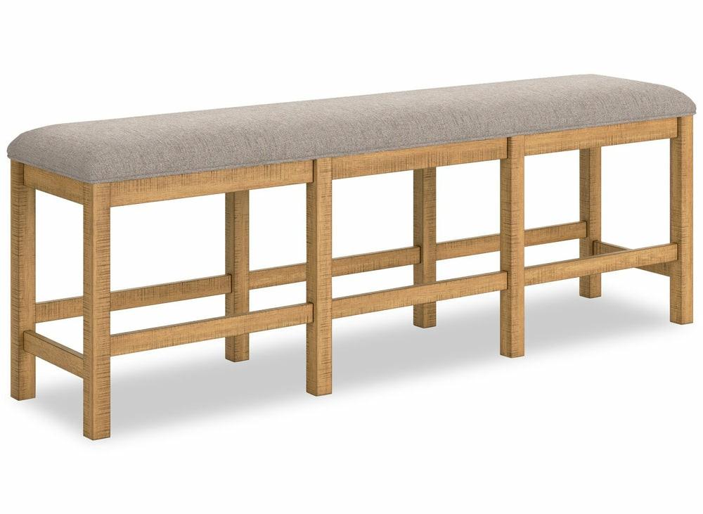 Archer Counter-Height Dining Bench With Fabric Seat, 72″W – Light Brown Dining Benches