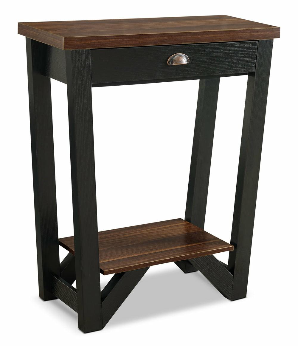 Arika 31″ Modern End Table With Storage And Shelf – Dark Walnut Annd Black Furniture