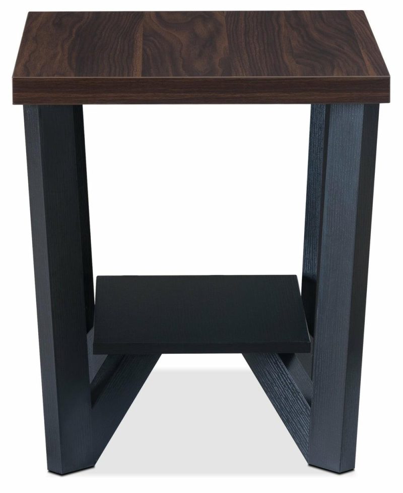 Arika 47.5″ Modern 3-Pack Coffee + 2 End Tables With Shelf – Dark Walnut Annd Black Coffee Tables