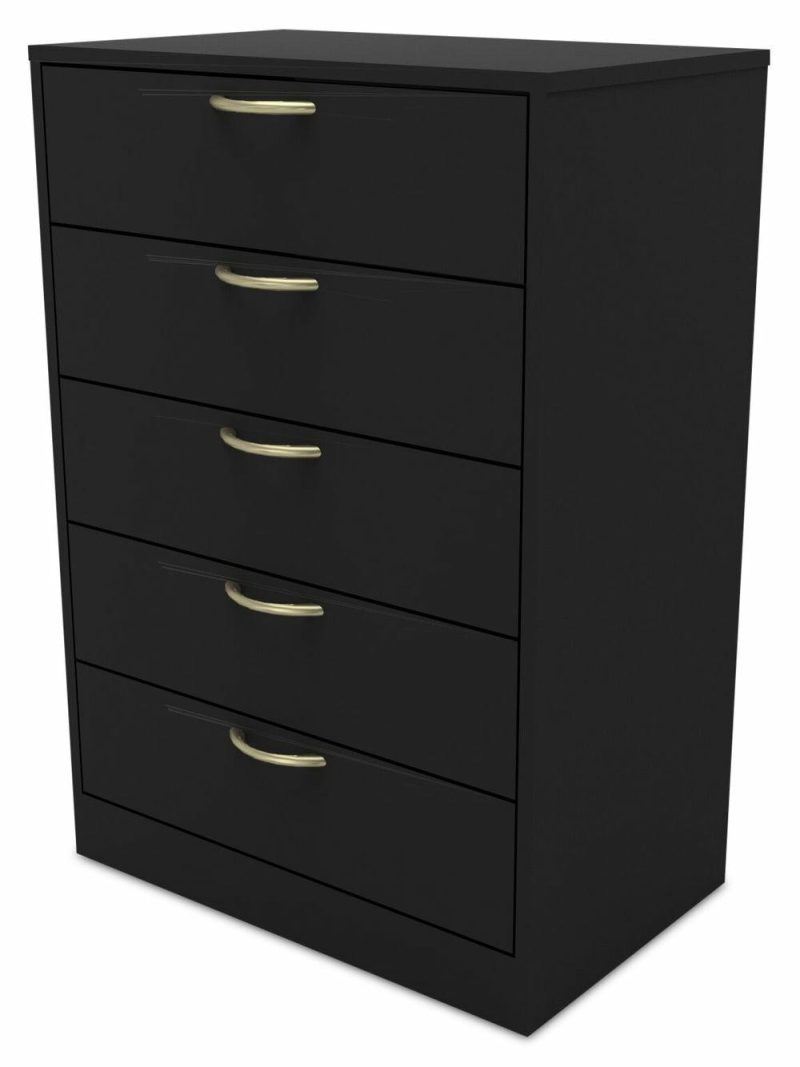 Arlo Bedroom Chest Of Drawers, 5-Drawer, 23.6″W X 36.2″H, Made In Canada – Black Bedroom