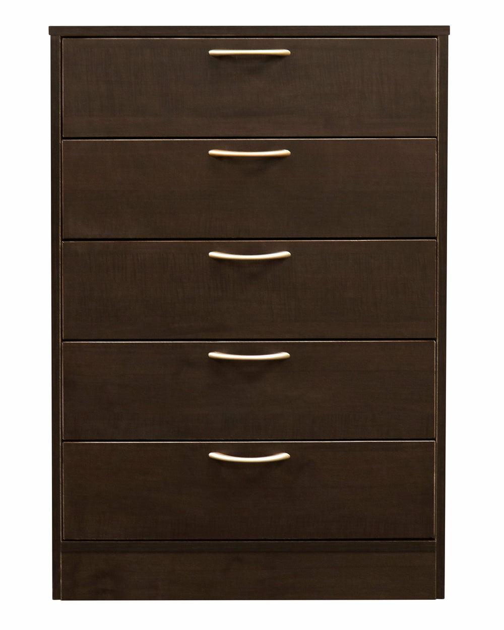 Arlo Bedroom Chest Of Drawers, 5-Drawer, 23.6″W X 36.2″H, Made In Canada – Espresso Brown Bedroom