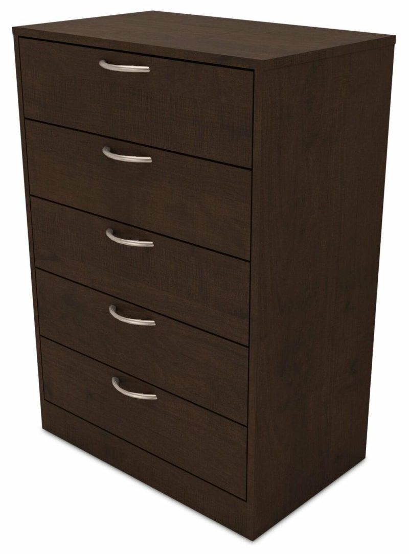 Arlo Bedroom Chest Of Drawers, 5-Drawer, 23.6″W X 36.2″H, Made In Canada – Espresso Brown Bedroom