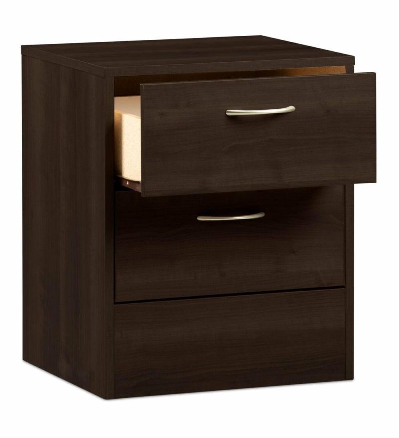 Arlo Bedside 2-Drawer Nightstand, 18.3″W X 22″H, Made In Canada – Espresso Brown Bedroom