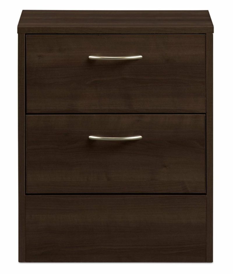 Arlo Bedside 2-Drawer Nightstand, 18.3″W X 22″H, Made In Canada – Espresso Brown Bedroom