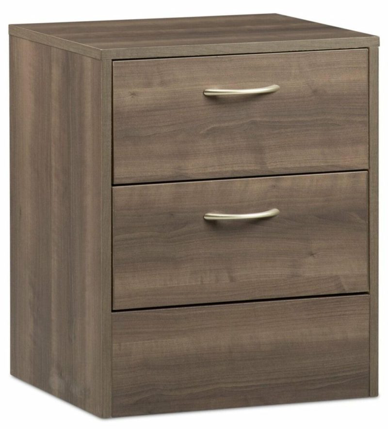 Arlo Bedside 2-Drawer Nightstand, 18.3″W X 22″H, Made In Canada – Grey/Brown Bedroom