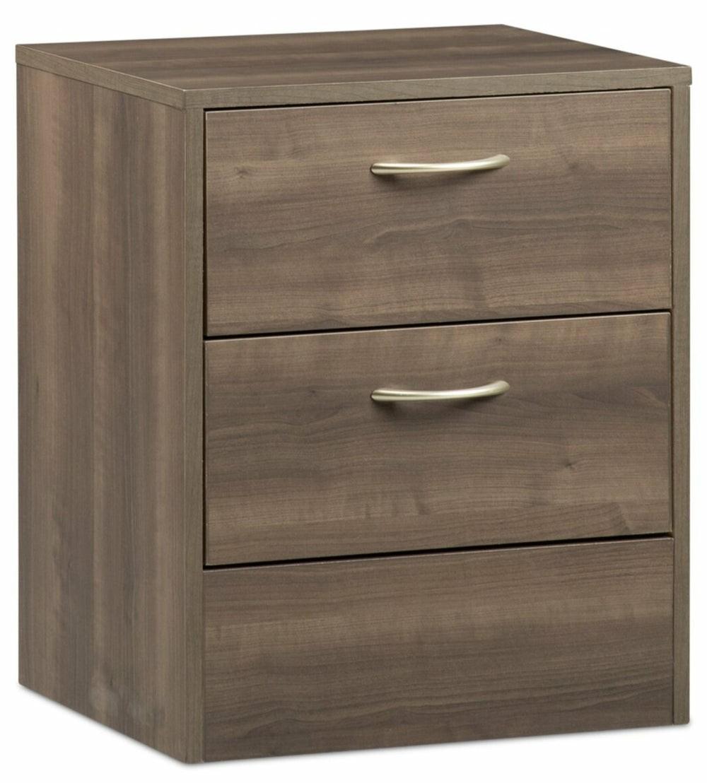 Arlo Bedside 2-Drawer Nightstand, 18.3″W X 22″H, Made In Canada – Grey/Brown Bedroom