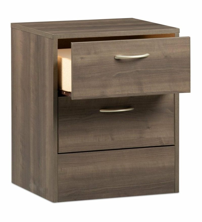 Arlo Bedside 2-Drawer Nightstand, 18.3″W X 22″H, Made In Canada – Grey/Brown Bedroom