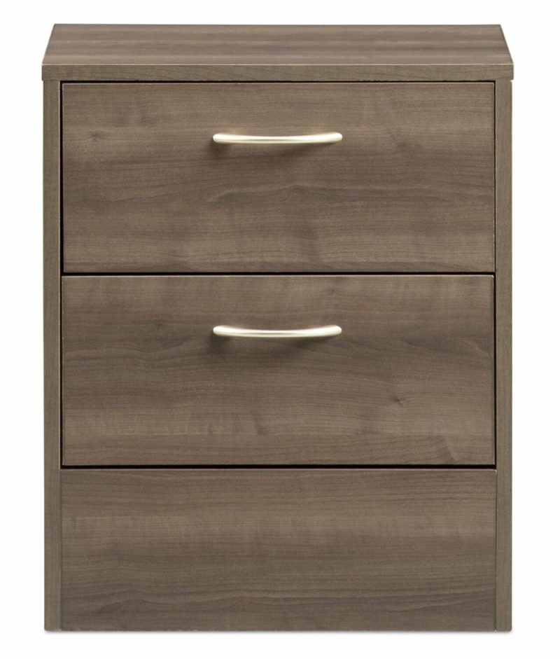 Arlo Bedside 2-Drawer Nightstand, 18.3″W X 22″H, Made In Canada – Grey/Brown Bedroom