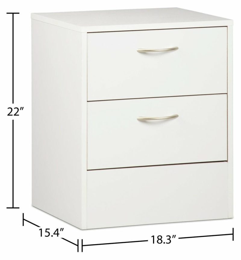 Arlo Bedside 2-Drawer Nightstand, 18.3″W X 22″H, Made In Canada – White Bedroom