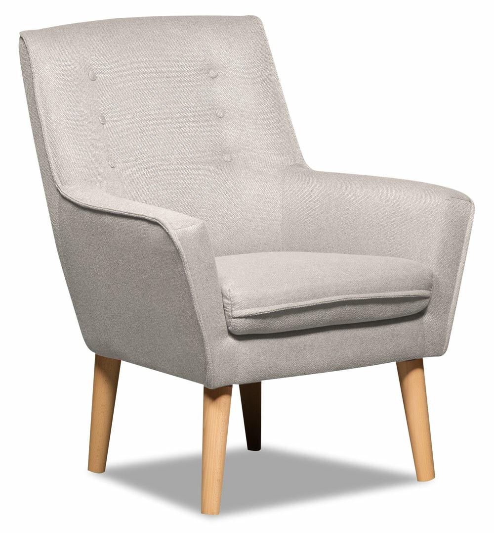 Arni 28″ Grey Linen-Look Fabric Accent Chair With Wood Legs Accent Chairs