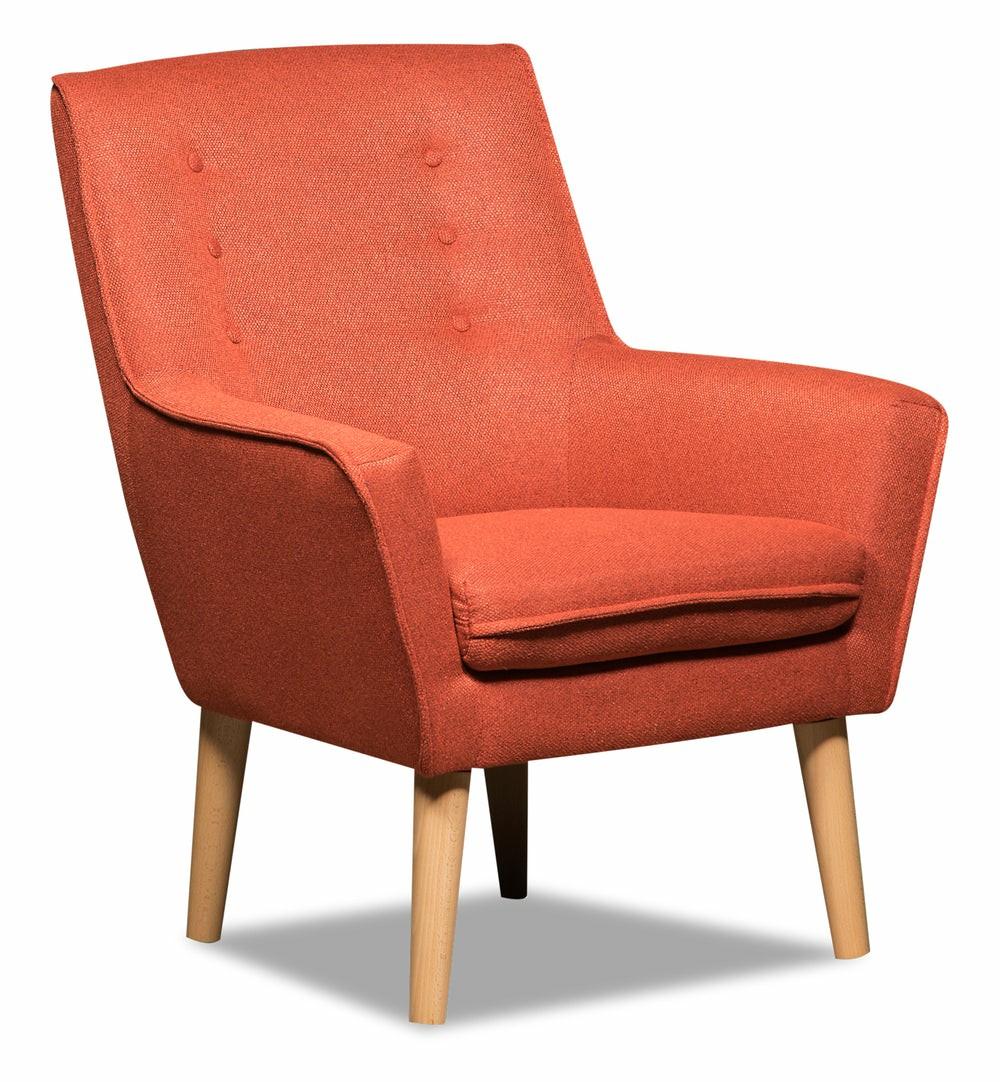 Arni 28″ Orange Linen-Look Fabric Accent Chair With Wood Legs Accent Chairs