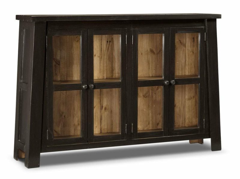 Artesia 61″ Accent Cabinet With Storage – Dark Brown Pine Buffets, Servers And Cabinets