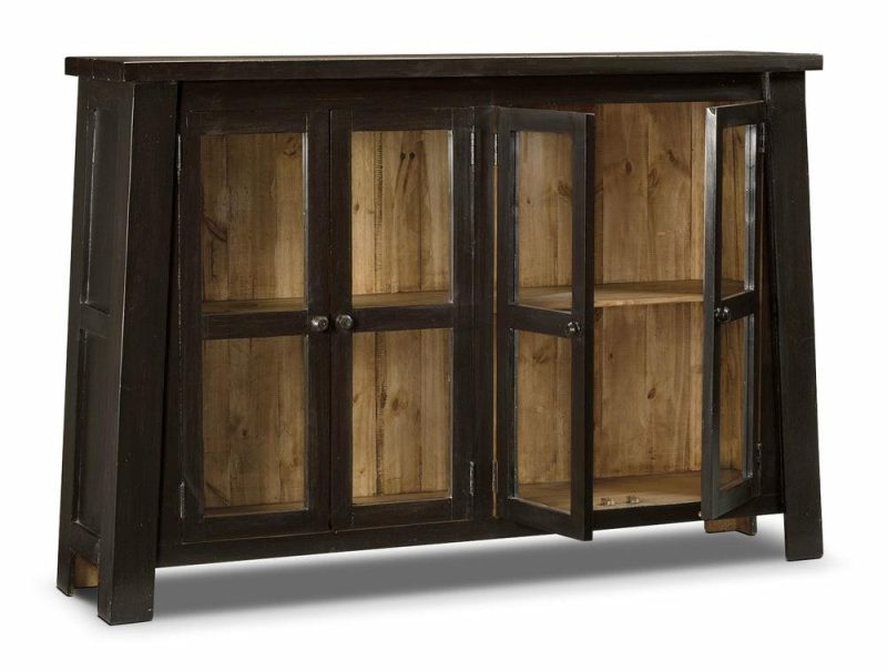 Artesia 61″ Accent Cabinet With Storage – Dark Brown Pine Buffets, Servers And Cabinets