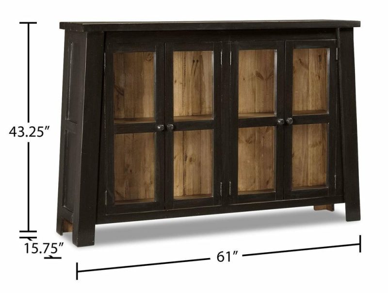 Artesia 61″ Accent Cabinet With Storage – Dark Brown Pine Buffets, Servers And Cabinets