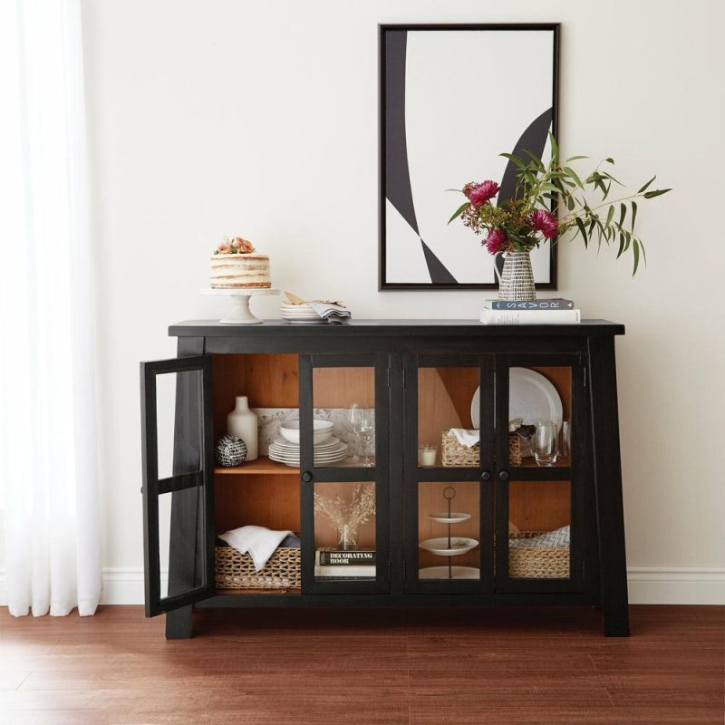 Artesia 61″ Accent Cabinet With Storage – Dark Brown Pine Buffets, Servers And Cabinets