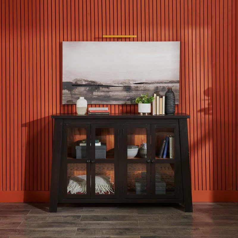 Artesia 61″ Accent Cabinet With Storage – Dark Brown Pine Buffets, Servers And Cabinets