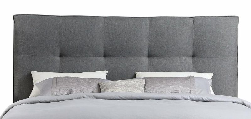 Asha Upholstered Headboard In Grey Fabric, Tufted – King Size Bedroom