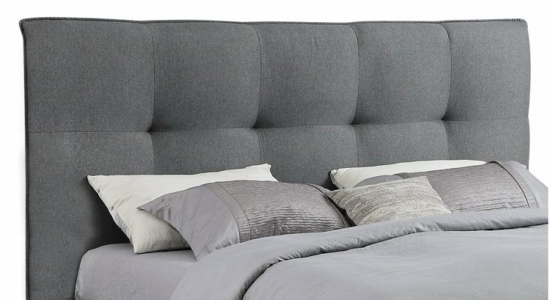 Asha Upholstered Headboard In Grey Fabric, Tufted – King Size Bedroom