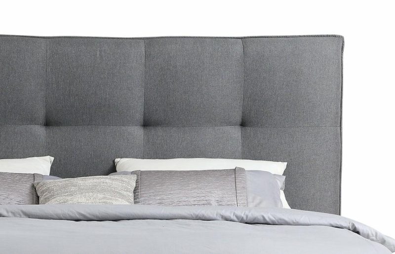 Asha Upholstered Headboard In Grey Fabric, Tufted – King Size Bedroom