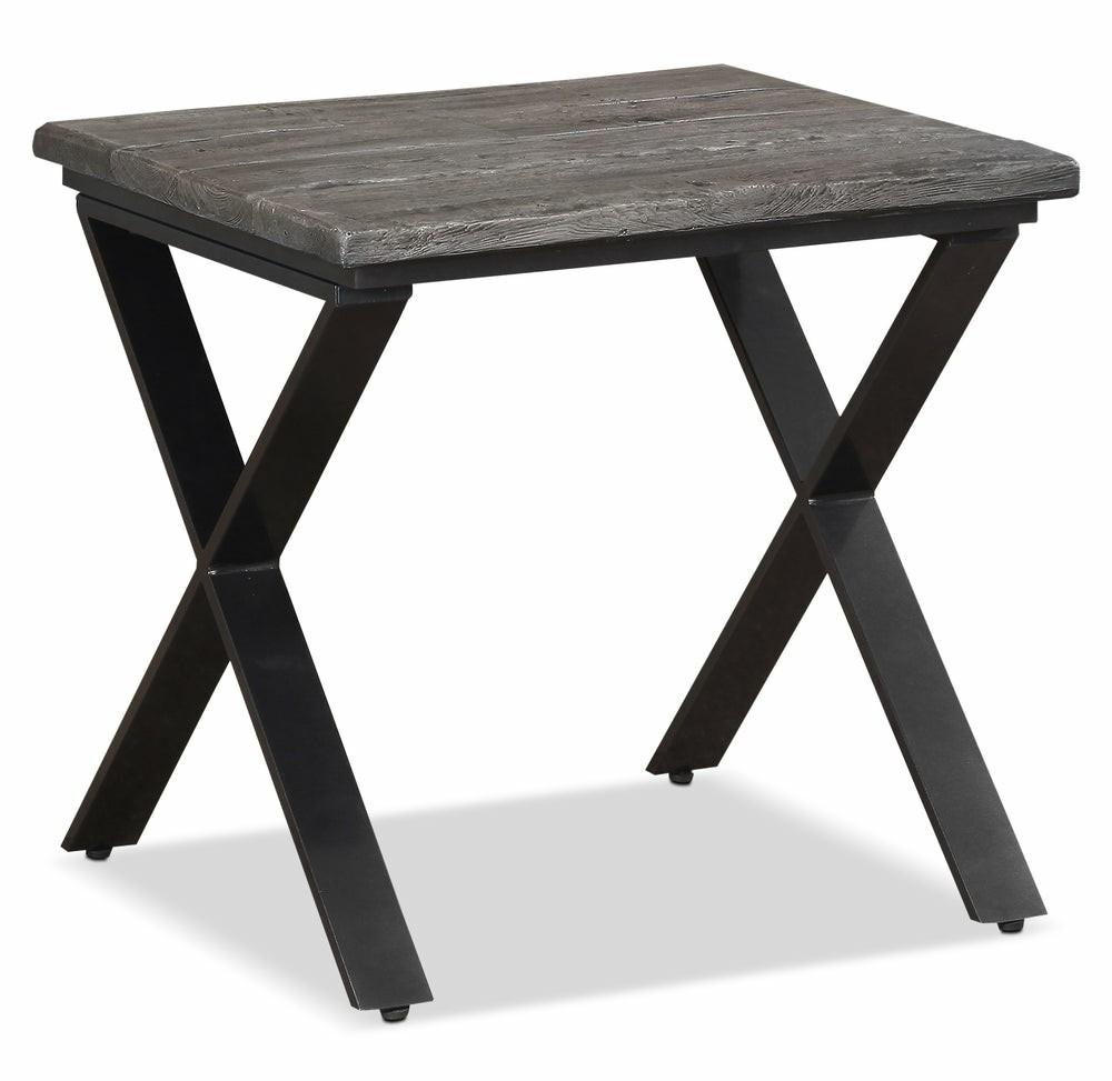 Astana 24″ Rustic End Table – Brown With Black Iron Legs End Tables