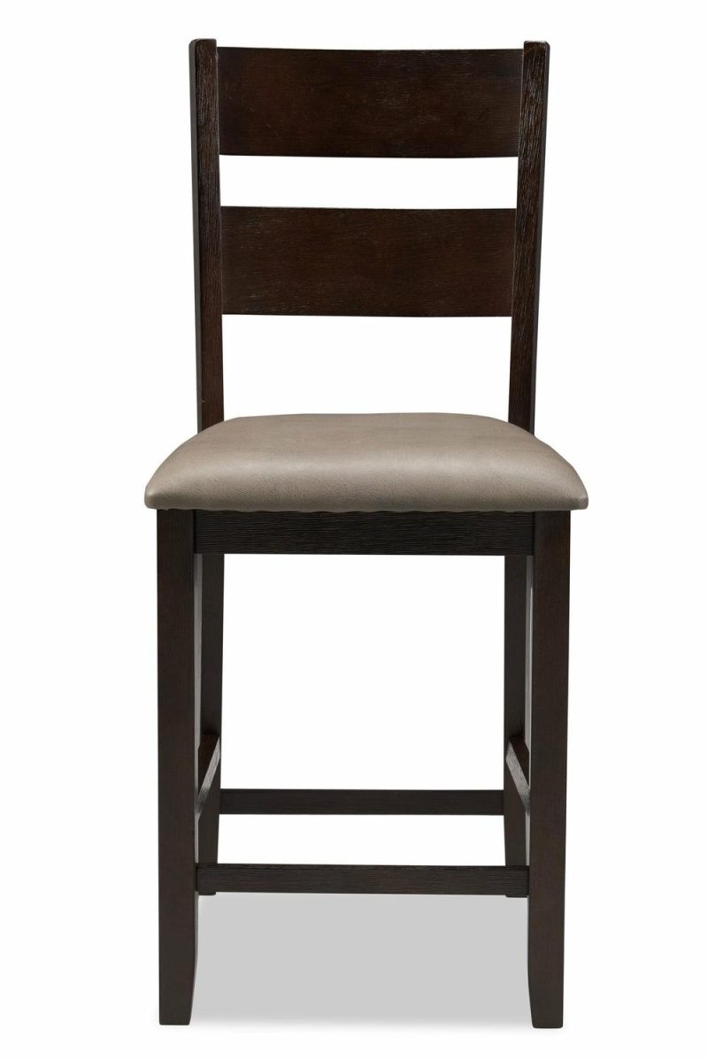 Astoria Counter-Height Dining Chair With Vegan-Leather Fabric, Ladder-Back – Brown Dining Chairs