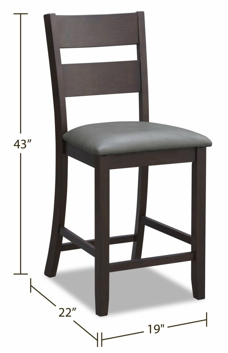 Astoria Counter-Height Dining Chair With Vegan-Leather Fabric, Ladder-Back – Brown Dining Chairs