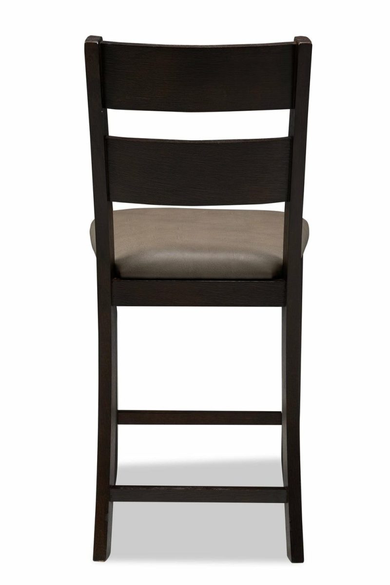 Astoria Counter-Height Dining Chair With Vegan-Leather Fabric, Ladder-Back – Brown Dining Chairs