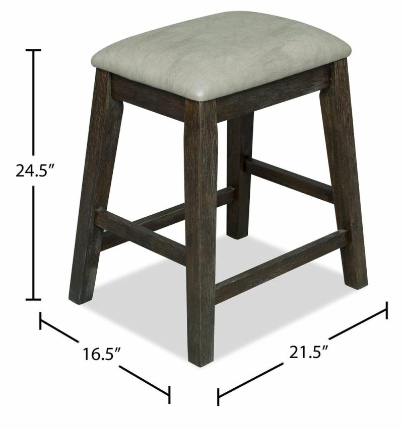 Astoria Counter-Height Stool With Vegan Leather Fabric – Brown & Grey Bar Stools