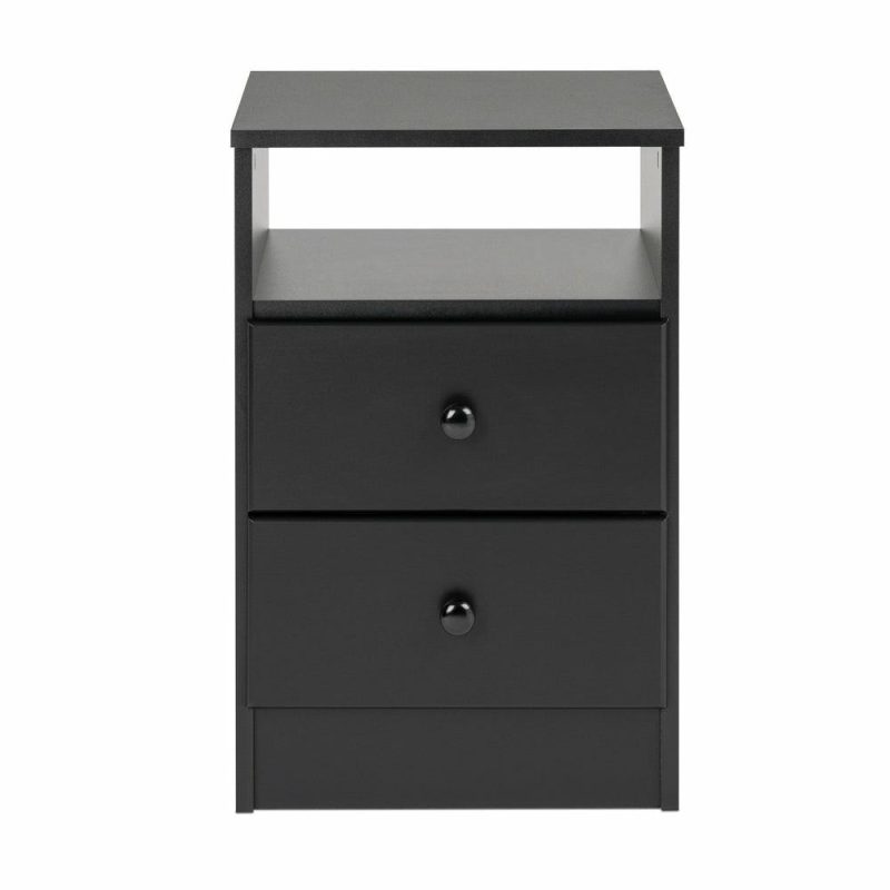 Astrid 2-Drawer Nightstand – Black Bedroom