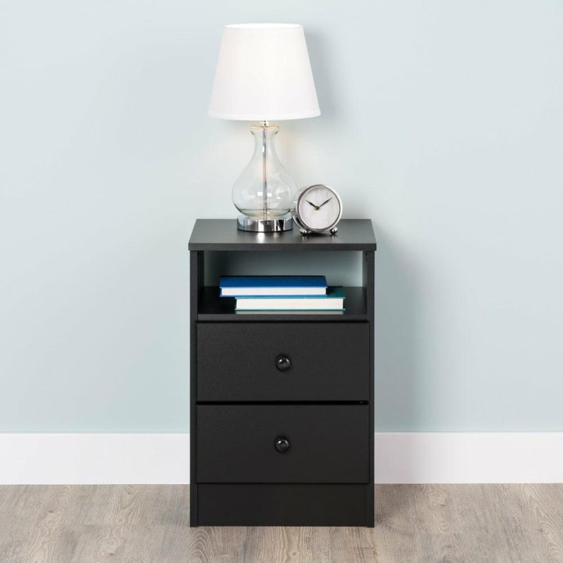 Astrid 2-Drawer Nightstand – Black Bedroom