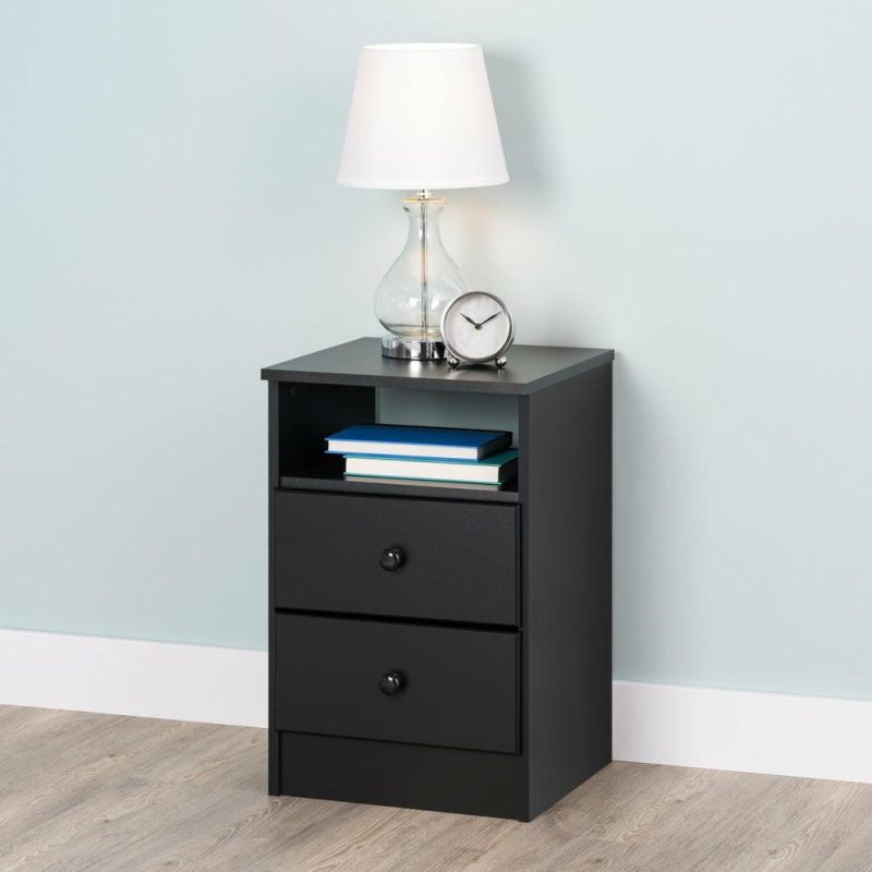 Astrid 2-Drawer Nightstand – Black Bedroom