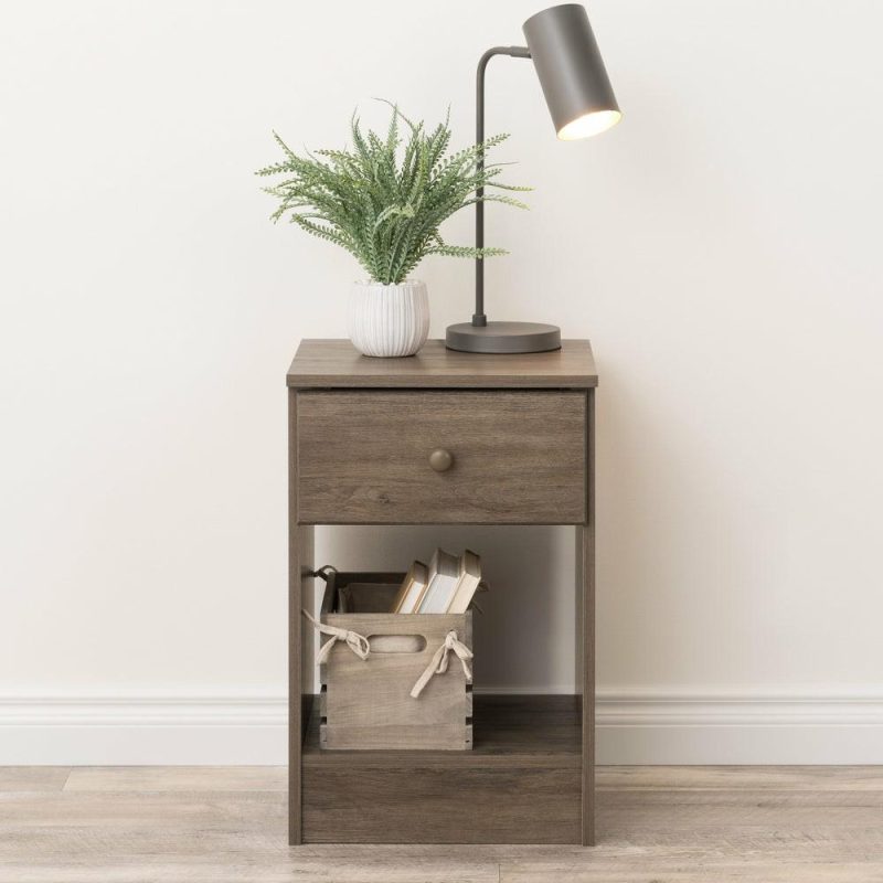 Astrid Tall 1-Drawer Nightstand – Drifted Grey Bedroom