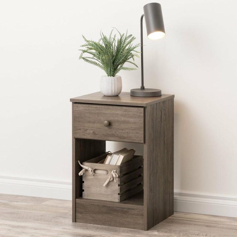 Astrid Tall 1-Drawer Nightstand – Drifted Grey Bedroom