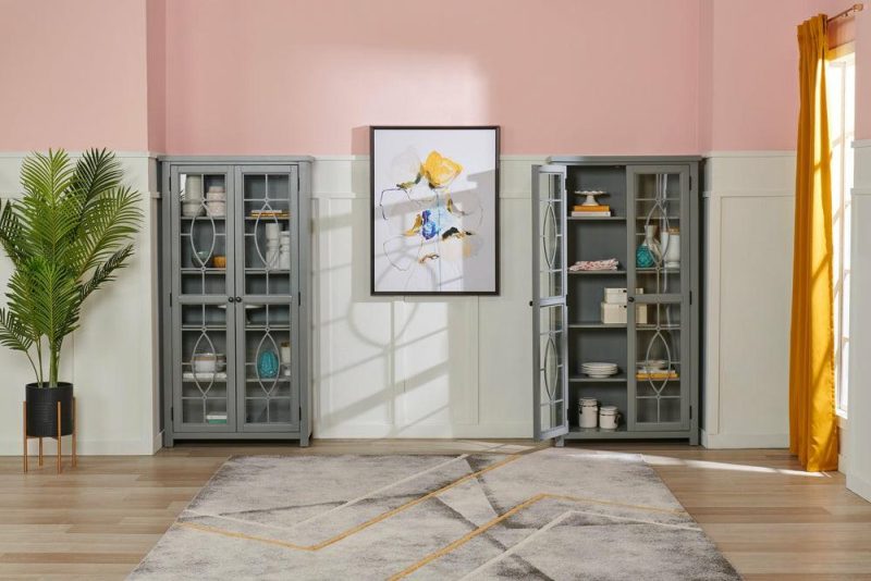 Athena 36″ Curio Cabinet – Grey Buffets, Servers And Cabinets