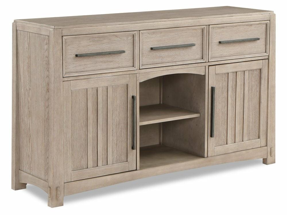 Athena Dining Server With Storage, Shelves & Drawers, 64.5″W – Light Grey Buffets, Servers And Cabinets