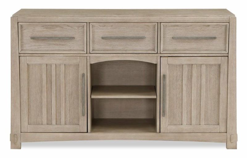 Athena Dining Server With Storage, Shelves & Drawers, 64.5″W – Light Grey Buffets, Servers And Cabinets