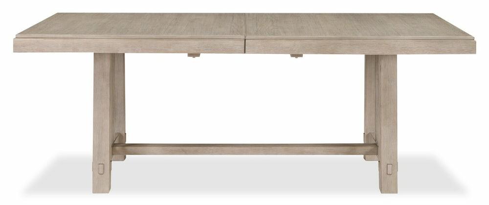 Athena Dining Table With 78-96″W Extenstion, Trestle Base – Light Grey Dining Room