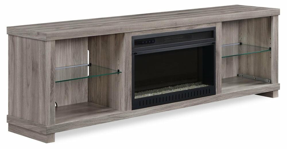 Aurora 72″ Modern Electric Fireplace Tv Stand With Storage & Cable Management For Tv’s Up To 80″- Ash Grey Furniture