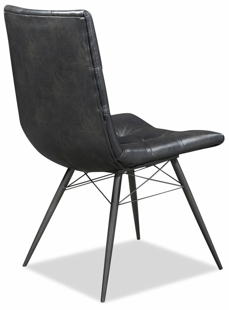 Avis Dining Chair With Vegan Leather Fabric, Metal – Black Dining Chairs