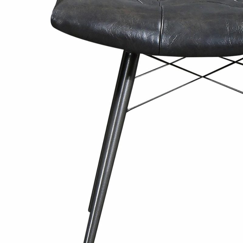 Avis Dining Chair With Vegan Leather Fabric, Metal – Black Dining Chairs