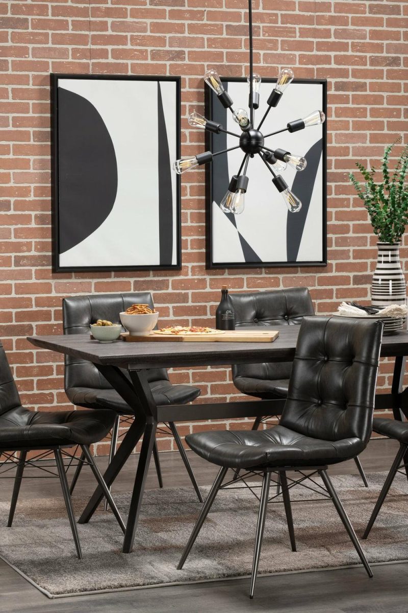 Avis Dining Chair With Vegan Leather Fabric, Metal – Black Dining Chairs